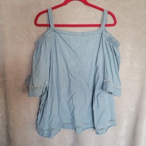 Ralph Lauren Chambray Cold Shoulder Top